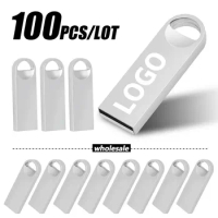 100pcs Mini metal USB flash drive 4GB 8GB 16GB 32GB Personalise Pen Drive 64GB 128G USB Memory Stick U disk gift Custom logo