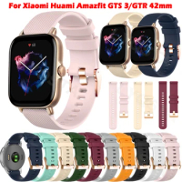 Soft Silicone Watchband For Xiaomi Huami Amazfit GTS 3 Watch Band Rose Gold Buckle Bracelet For Amazfit GTR 42mm Bip Wriststrap