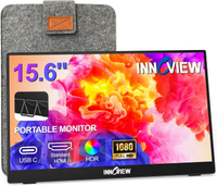InnoView Portable Monitor 15.6 "1080P Portable Monitor For Laptop With  Sleeve Built-In 90 ° Adjusta