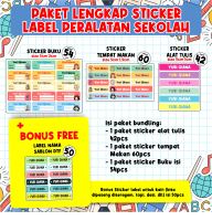 Paket Lengkap Template Label Plat Nama Stiker Baju dan Peralatan Anak Sekolah Atk