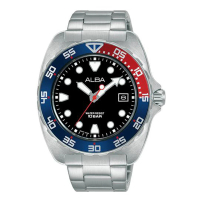 【ALBA】Noir 黑色錶盤夜光手錶-限量紅藍造型水鬼(AS9M99X1/VJ42-X317D)