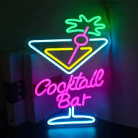 Cocktail Neon Light LED Sign Cocktail Glass Shape Neon Light Neon Light Neon Light Wall Decor Neon Light Man Cave Bar