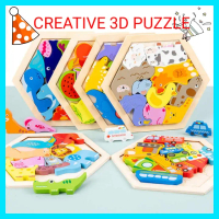 Mainan Edukasi Creative 3D Puzzle Kayu Hexagon/Wooden Puzzle Hexagon