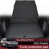1pc Car Custom Rear Trunk Mat For BYD ATTO 3 2022-Present Waterproof Leather Waterproof Auto Cargo Liner Pad External Accessory