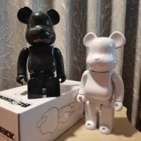 Bearbrick 400% 28cm Action Figure Solid Color White And Black Mirror Surface Joints Can Move Make Clicking Sound Model Gift Toys