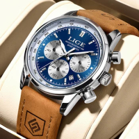 LIGE Brand Luxury Men Watch Fashion Waterproof Chronograph Luminous Watch For Men Leather Men Quartz Wristwatches Reloj Hombre