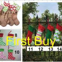20pcs/lot free shipping tree ornament Mixed 15 styles Christmas stocking monogram X-mas socks kids gift candy bag wholesale
