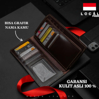 Dompet Pria Panjang Kulit Asli Branded Bisa Custom Nama Men Wallet Leather Lipat Multi Kartu Reven