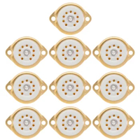 10PCS GZC9-F B9A New 9Pin Gold Plated Tube Sockets Ceramic Base Suitable for 12Ax7/12Au7/12AT7