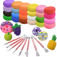 HTVRONT Air Dry Clay - 24 Colors Modeling Clay Kit with 8 Sculpting Tools, Magic Foam Clay for Kids and Adults, Non-Toxic