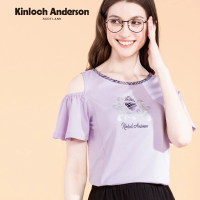 【Kinloch Anderson】小熊黃冠露肩短袖棉質上衣 金安德森女裝(KA1153016 深藍/粉紫)