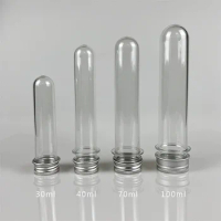 10Pcs 40ML Excellent Plastic Transparent Test Tubes With Aluminum Cap Bottles School Supplies Lab Equipments