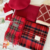 紅色圍巾女冬季新款新年圣誕禮物高級感加厚披肩學生情侶圍脖