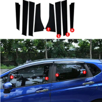 8Pcs/Set Black Carbon Fiber Window B Column Pillar Sticker Trim For Honda Fit/Jazz GK5 3rd GEN 2014-2017 Exterior Accessories
