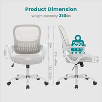 Office Computer Desk Chair, Ergonomic Mid-Back Mesh Rolling Work Swivel Task Chairs with Wheels, Comfy Arms, Grey