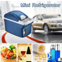 8 Liter Car Refrigerator Mini Fridge Cooler Warmer for Auto Travel Blue Car Office Refrigerator Cooling Warming Mini Fridge