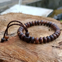 Gelang tasbih gaharu wangi asli kalimantan  33butir 8mm tali serut