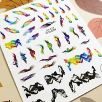 Newest Coloured Ribbon Design 3D Self Adhesive Decal Template DIY Decoration Tools Nail Sticker CA 613