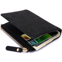 Men Wallet Zipper Wallets Short Black/Borwn Wallet Vintage Mens Moeny Bag Leather Business Male Purses Coin Purse Card Hodler