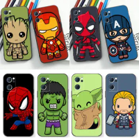 Cartoon Marvel Iron Man Groot Spiderman Yoda Phone Case For OPPO Reno 10 8 8T 7 7Z 6 5 5F 4 Find X5 X3 X2 Pro Plus Lite 5G Cover