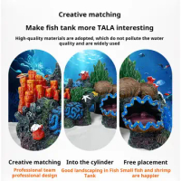 Easy-to-clean Fish Tank Decorations Fish Tank Ornaments Colorful Coral Mountain Cave Ornaments for Betta for Breeding for Betta