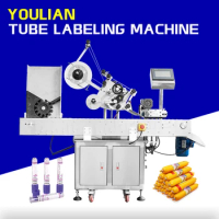 MT-300 Automatic Horizontal Vial Blood Tube Labeller Small Glass Round Bottle Syringe Fish Meat Sausage Labelling Machine