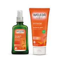 【WELEDA 薇蕾德】山金車舒活按摩油 100ml+山金車舒活沐浴膠200ml(疲勞肌膚恢復彈性 台灣獨家代理)