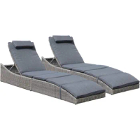 Folding Pool Lounge Chair Set of 2 Outdoor Adjustable Chaise Lounge Chair, Fully Assembled