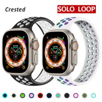 Silicone Solo Loop Strap for Apple Watch Band 44mm 40mm 45mm 41mm 38mm 42mm Elastic bracelet iWatch Series 3 4 5 SE 6 7 8 Ultra
