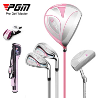 PGM Women 4pcs Golf Club Set Titanium Alloy Carbon 1/7/S/PT Wood Driver Iron Putter with Lady Golf Bag Head Cover L Hardness