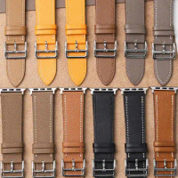 Be suitable for Apple Watch Leather Strap 8/7/s9 Official website ultra2/45 49mm hand stitched soft cowhide strap Premium