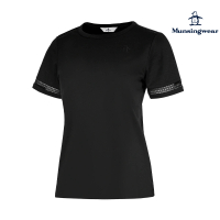 【Munsingwear】企鵝牌 女款黑色針織羅紋袖口小膨球高機能彈性短袖T恤 MLTL2502