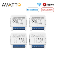 AVATTO Tuya WiFi/Zigbee/Neutral Wire/No Neutral Wire Smart Light Switch Module，DIY Breaker Control Support Alexa, Google Home