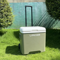 【LIFECODE】急凍屋-拉桿式30L保冰桶-附2個冰磚 2色可選-軍綠色