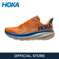 HOKA ONE Clifton 9ผู้ชายและผู้หญิงกีฬารองเท้าวิ่งรองเท้ารองเท้าผ้าใบสบายๆสีส้ม [ร้านค้า HOKA อย่างเป