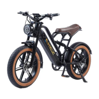 AKEZ Electric Mountain Bike 20"x4.0" Fat Tire Full Suspension Adult Electric Bicycle 750W Motor 48V 13AH Removable Battery Ebike