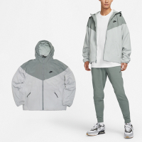 Nike 外套 NSW Windrunner 男款 灰 綠 保暖 搖粒絨 防潑水 雙向拉鍊 寬鬆 風衣 FB8619-330