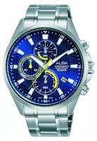 Alba Alba - Jam Tangan Chronograph Pria - Silver Blue - Stainless Steel Bracelet - AM3873X1