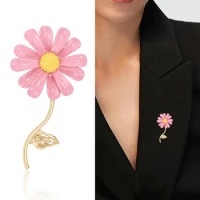 Sunflower Brooch For Women Enamel Bag Clothing Lapel Pin Daisy Flowers Badge Unisex Wedding Banquet Daily Jewelry Friends Gift