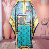 Europe Fashion Muslim Printed Summer Boho Loose Twill Silk Kaftan Maxi Dress Kuwait Blogger Traditional Ramadan Abaya gowns
