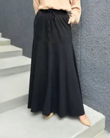 LEZAHRASIGNATURE Sarah Flare Basic Skirt | Rok Panjang Hitam Katun Wanita JUMBO SIZE XL HITAM