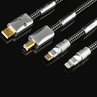 Hi-end USB to USB-B Type C Lightning Digital Cable for Decoder Amplifier Mobile Phone Sound Card PC
