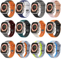 Sport Band For Apple Watch Bands 49 45 44 42 41 40 38mm Soft Silicone Strap For Apple Watch Series 9 8 7 6 5 4 3 2 1 SE Ultra 2