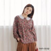 【non-stop】復古花卉荷葉領襯衫-2色