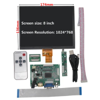 8 Inch IPS LCD Display Screen High Resolution Monitor Driver Control Board 2AV HDMI-Compatible VGA For Raspberry Pi Orange Pi PC