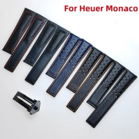 22mm Genuine Leather Watch Strap For Tag Heuer Carrera diving Monaco F1 Series Breathable Watch Chain Men Watchband Frosted