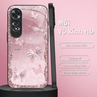 Áp dụng【OPPO A60】Ốp lưng điện thoại bằng kính hình bướm kim cương mới-WW