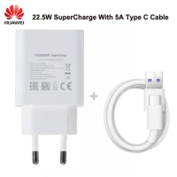 Original Huawei P20 4.5V 5A Supercharge Quick Charger 22.5W For P20 Pro P30 P40 Lite Mate 10 Mate 20 30 Pro 5A Type C Cable