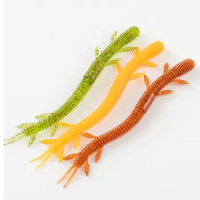 6Pcs Luya Lures 10.5cm Soft Silicone Lures Cicada Larva Soft Lure Freshwater Lifelike Larva Worm Bait Bass Trout Crappie