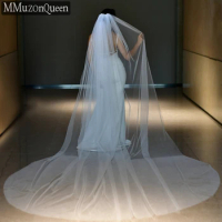 MMQ M92 3M Cathedral Wedding Veil Extra Wide Long Simple Bridal Veil White/Off-White1 Tier Floor Length Wedding Accessories